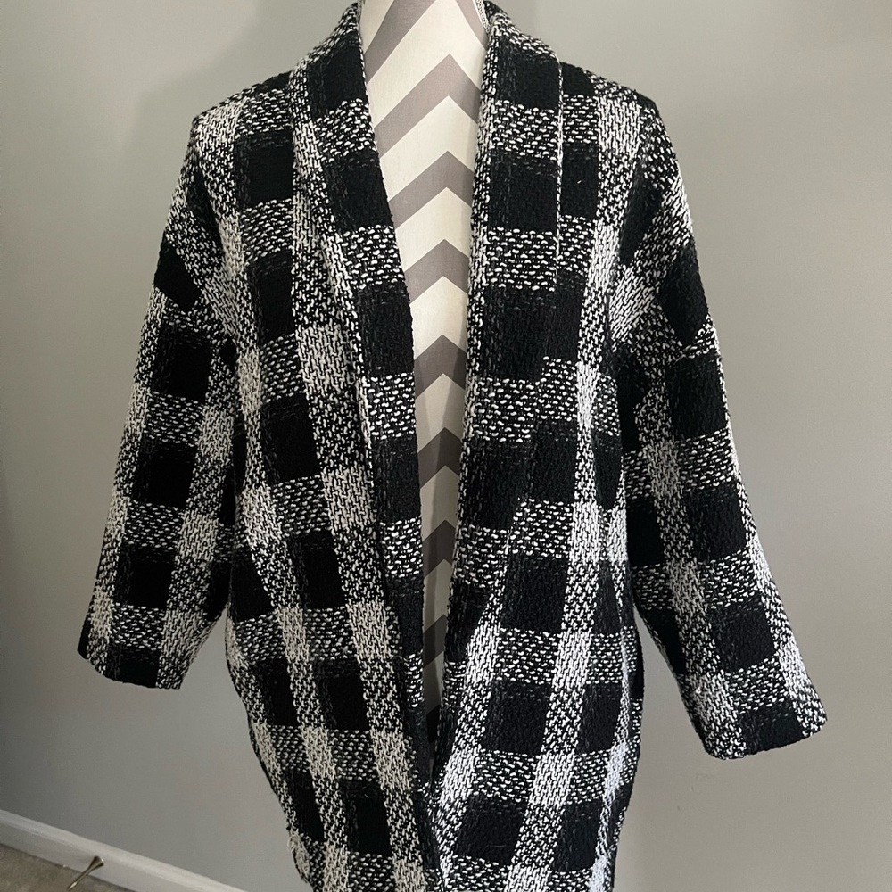 Stylish Luster S/M Black and White Women's Coat